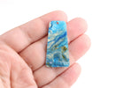 2 Trapezoid Pendants, Light Blue Charms, Resin Earring Components, Blue Gold Marble Pendant, Impressionist Jewelry Findings, DX077-38-IM03