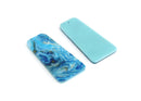 2 Trapezoid Pendants, Light Blue Charms, Resin Earring Components, Blue Gold Marble Pendant, Impressionist Jewelry Findings, DX077-38-IM03