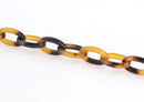 1ft Small Tortoise Shell Chain, 11.5mm, Plastic, Orange and Brown, One Continuous Length