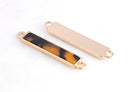 1 Gold Tortoise Shell Link, Bracelet Bar 2 Loops, Tortoise Necklace Sideways Bar, Gold Bar Connector, Smooth Bezel Setting, MA003-48-GTT