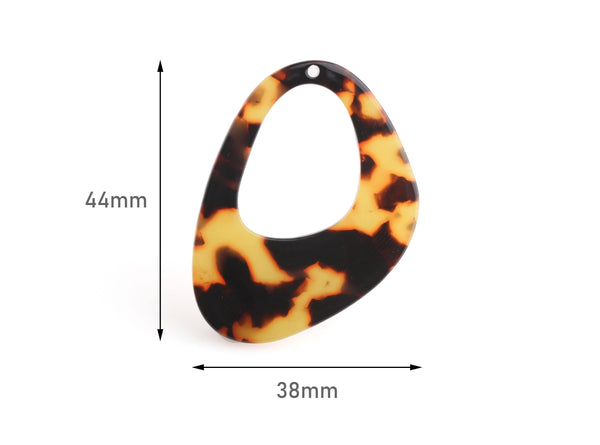 2 Oval Loop Pendant, Faux Tortoise Shell Earring Supply, Organic Shape Beads Leopard Print, Oval Ring Connector, Acetate Pendant, VG038-44-TT