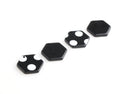4 Black Hexagon Charms with Polka Dots, Hex Beads, Mini Hexagon Pendant, Mod Necklace, Black Acetate Charm, Single Sided Charm, DX062-17-BDOT