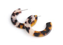 Tortoise Shell Hoop Earring Supply, 1 Pair, Two Color Acetate Earring Parts, Acrylic Hoops, Large Ear Hoops, Chunky Hoops, EAR070-39-2WTT
