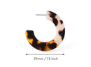 Tortoise Shell Hoop Earring Supply, 1 Pair, Two Color Acetate Earring Parts, Acrylic Hoops, Large Ear Hoops, Chunky Hoops, EAR070-39-2WTT