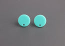 4 Mint Green Earring Supplies, Round Earring Blank, Seafoam Stud with Hole, DIY Bridesmaid Earrings, Turquoise Stud Earrings, EAR063-14-GN02