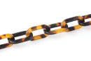 1ft Tortoise Shell Chain, 19mm, Rectangular Ovals, Cellulose Acetate, Continuous Length