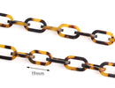 1ft Tortoise Shell Chain, 19mm, Rectangular Ovals, Cellulose Acetate, Continuous Length