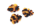 2 Small Monstera Leaf Charms, Tortoise Shell, Cellulose Acetate, 30 x 24.25mm