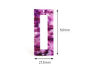 2 Open Rectangle Blanks in Purple Tortoise Shell, Lucite Charms, Acetate Pendant, Violet Earring Findings, Purple Lucite Bead, DX063-50-PL01