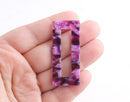 2 Open Rectangle Blanks in Purple Tortoise Shell, Lucite Charms, Acetate Pendant, Violet Earring Findings, Purple Lucite Bead, DX063-50-PL01