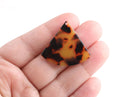 2 Wedge Beads in Tortoise Shell, Fan Shape, Cellulose Acetate, 34 x 30.75mm