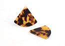2 Wedge Beads in Tortoise Shell, Fan Shape, Cellulose Acetate, 34 x 30.75mm