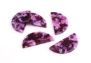 2 Purple Half Circle Beads, Violet Purple Tortoise Shell Earring Findings, Purple Lucite Charms, Dark Purple Acrylic Blanks, CN159-37-PL01