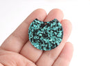 2 Large Discs Charms, Metallic Green Glitter Acrylic Earring Components, Resin Green Flakes, Glitter Tortoise Shell Beads, CN172-37-BKNF