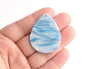 4 Light Blue Teardrop Beads, Blue Stripes, Resin Pendant Large Teardrop Earring Part, Blue Tortoise Shell Acrylic Earring Blank, TD038-40-U10