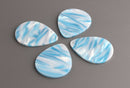 4 Light Blue Teardrop Beads, Blue Stripes, Resin Pendant Large Teardrop Earring Part, Blue Tortoise Shell Acrylic Earring Blank, TD038-40-U10