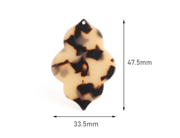2 Blonde Tortoise Shell Quatrefoil Pendant, Moroccan Bead Blanks for Vinyl, Laser Cut Acrylic Shapes, Yellow Turtle Shell Charm, XY015-47-BT
