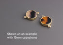 4 Gold Bezel Connectors, Fits 10mm, Gold Base Tray Setting, Round Bezel Cup, Cabochon Mount, Cameo Setting, 10mm Cabochon Base, BEZ007-10-MGP