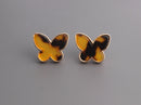 Faux Tortoise Shell Butterfly Stud Earring Findings, 1 Pair, Cellulose Acetate Studs, Tortoiseshell Stud, Gold Butterfly Stud, EAR068-20-GTT