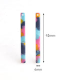 4 Long Stick Bars, Blue Yellow Pink Marble Earring Finding, Long Bar Dangle, Thin Bar Earring, Colorful Tortoise Shell Jewelry, BAR040-45-UPY