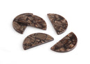 2 Brown Tortoise Shell Half Circle Charms, Textured Terrazzo Beads, Half Moon Blank, Crescent Moon Charm, Earth Tones Jewelry, CN161-37-BR01