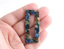 2 Flat Acrylic Beads in Dark Blue Brown Green Tortoise Shell, Blue Jasper Beads, Resin Earring Blanks, Earth Tone Charms, DX068-50-ETH