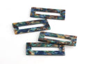 2 Flat Acrylic Beads in Dark Blue Brown Green Tortoise Shell, Blue Jasper Beads, Resin Earring Blanks, Earth Tone Charms, DX068-50-ETH