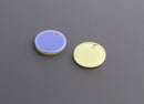 4 Two Sided Charms in Yellow and Periwinkle Blue, Two Tone Beads, Acrylic Acetate Charms, Monogram Blanks, Thick Circle Discs, CN163-15-2YPL