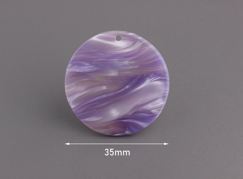 4 Large Disc Pendants in Metallic Purple Tortoise Shell, Monogramming Blanks Acrylic, DIY Wedding Earrings, Plastic Disc, CN175-35-PL03