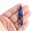 4 Skinny Teardrop Earring Supplies, 55 x 11mm, Dark Blue Copper Marble Charms, Long Teardrop Pendant, 2 Inch Teardrop Blank, TD040-54-IM02