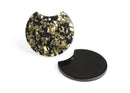 2 Large Black Half Circle Pendant Blank with Gold Foil Flakes, Gold Glitter Acrylic Charm, Monogramming Blank, One Sided Charm, CN179-37-BKGF