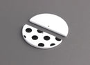 2 Half Moon Charms, Black and White Polka Dots, Cellulose Acetate, 37 x 18mm