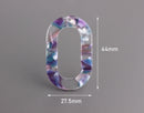 2 Flat Oval Ring Loops, 44 x 27.5mm, Beautiful Tortoise Shell Jewelry Supply, Acrylic Clear Purple Marble Resin Earring Dangle, VG040-44-PL05