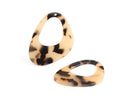 2 Large Oval Loops, Blonde Tortoise Shell Jewelry Supply, Cellulose Acetate Findings, Statement Yellow Brown Tortoise Pendant, VG041-44-BT