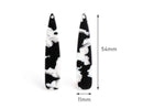 4 Long Pendant Teardrop, Acrylic Earring Blanks, DIY Tortoise Shell Jewelry Supply, Black White Tortoise Earrings Statement, TD042-54-BW