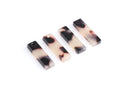 4 Lightweight Beads, Short Tiny Bar Blank, Small Tortoise Shell Charm, Bracelet Charm Tortoiseshell Vintage, Flat Mini Bar Tag, BAR045-18-WT