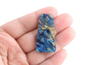 2 Trapezoid Charms in Blue Gold Marble, Mismatched Earring Findings, Flat Rectangle Charm, Acrylic Earring Blanks, Map Beads, DX082-38-IM05