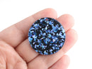 4 Round Circle Disc 35mm, Sprakly Blue Confetti Glitter, One Sided Charm, Laser Cut Acrylic Earring Blank, Large Earring Disc, CN186-35-BKUF