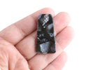 2 Black Snakeskin Rectangle Beads, Faux Snake Skin, Silver Metallic Snakeskin Print, Vertical Pendant Alligator Print, DX085-39-BK05