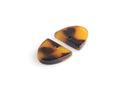 4 Mini Half Circle Charms in Tortoise Shell, Tiny Shapes, Cellulose Acetate, 13 x 11.5mm