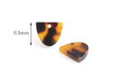 4 Mini Half Circle Charms in Tortoise Shell, Tiny Shapes, Cellulose Acetate, 13 x 11.5mm