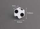 4 Acrylic Charms with Polka Dots, Hex Beads, Geometric Charms White Black Dots, Hexagon Earring Components, One Sided Charms, DX072-17-WDOT