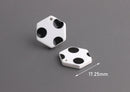 4 Acrylic Charms with Polka Dots, Hex Beads, Geometric Charms White Black Dots, Hexagon Earring Components, One Sided Charms, DX072-17-WDOT