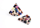 2 Wedge Beads, Multicolor Tortoise Shell Acrylic Earring Findings, Pie Shape, Cellulose Acetate Charms, Rainbow Drop Charms, CN168-34-KMC