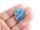 2 Light Blue Charms, Palm Leaf Earring Supplies, Acrylic Jewelry Findings, Monstera Leaf Pendant, Blue Gold Marble Charms, FW036-23-IM03