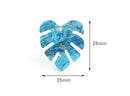 2 Light Blue Charms, Palm Leaf Earring Supplies, Acrylic Jewelry Findings, Monstera Leaf Pendant, Blue Gold Marble Charms, FW036-23-IM03