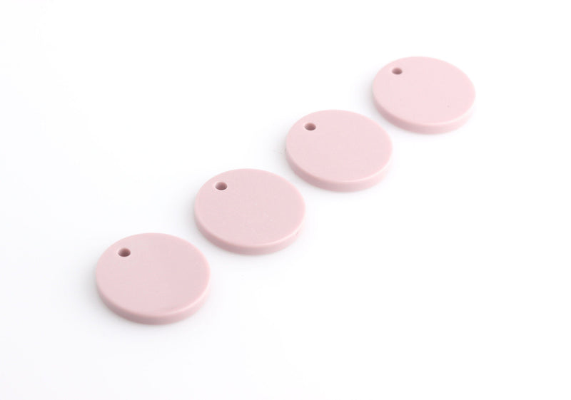 2 Dusty Pink Circle Discs, 2mm Hole, Acrylic Blanks, 20.5mm