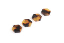 4 Tiny Geometric Hexagons Charms, Tortoiseshell, Cellulose Acetate, 12 x 11mm