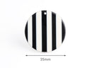 4 Black White Striped Pendants, Large Round Discs 1 Hole, Goth Stripes Resin, Monogrammable Blanks, Acrylic Earring Blanks, CN189-35-BWST