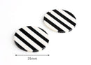 4 Black White Striped Pendants, Large Round Discs 1 Hole, Goth Stripes Resin, Monogrammable Blanks, Acrylic Earring Blanks, CN189-35-BWST